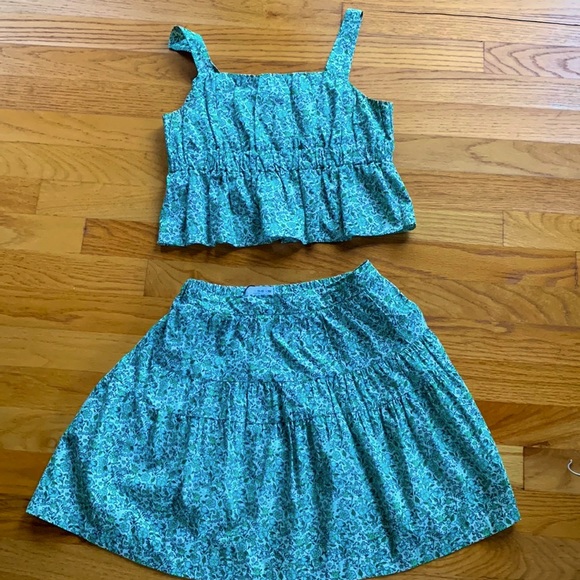 Zara Matching Sets Zara Girls Green Flower Skirt Top Set Size 112 Poshmark